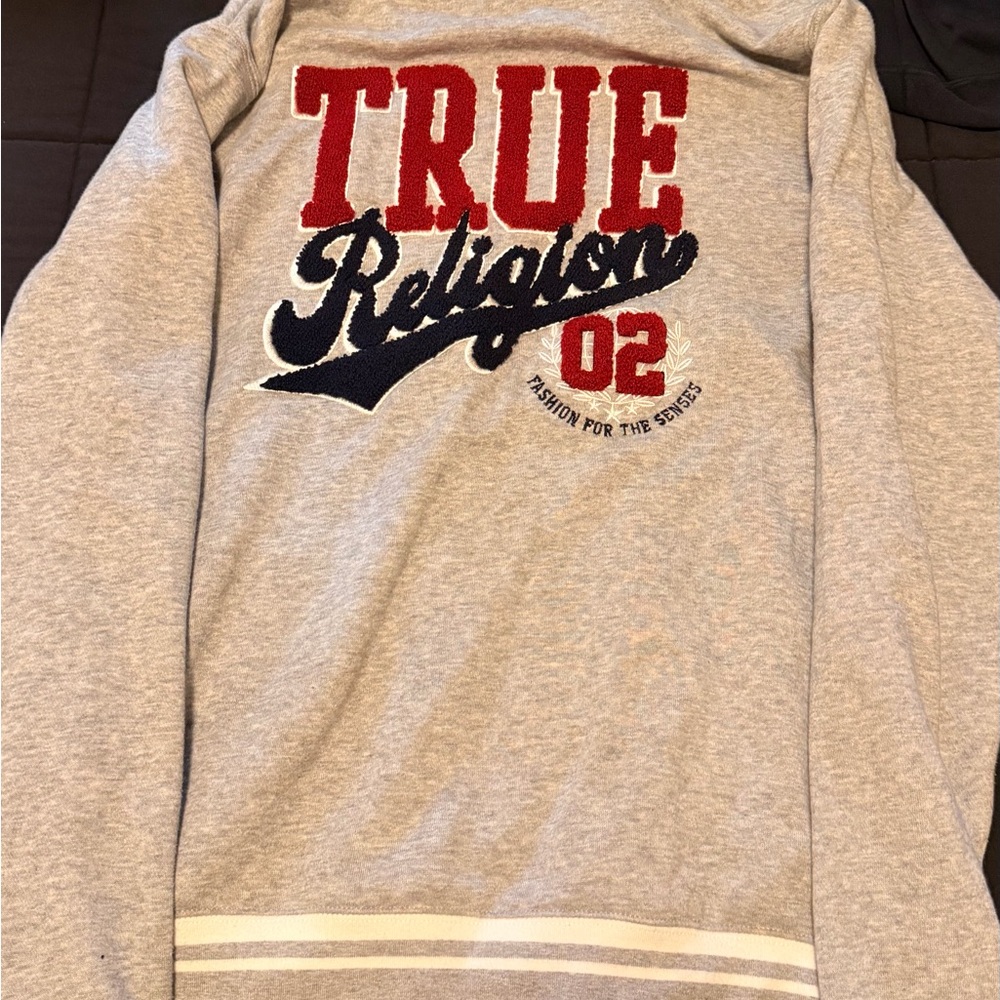 True Religion Gray and Red Logo Sweatshirt